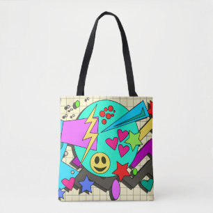Tote Bag Vibes de sourire Abstraites amusantes 90s Flashbac