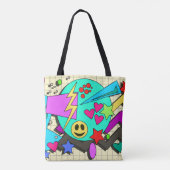 Tote Bag Vibes de sourire Abstraites amusantes 90s Flashbac (Dos)