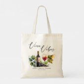 Tote Bag Vibes de Vino Élégant Aquarelle du Vignoble (Dos)