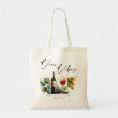 Tote Bag Vibes de Vino Élégant Aquarelle du Vignoble (Devant)
