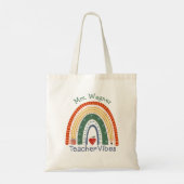 Tote Bag Vibes d'enseignant personnalisées Rainbow Pencil (Dos)