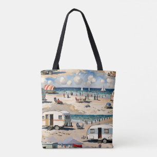 Tote Bag Vibes d'été, Caravane Vintage sur la plage