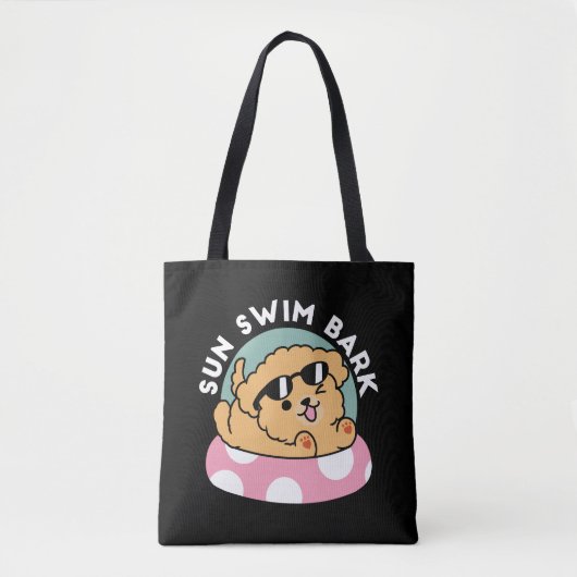 Tote Bag Vibes d'été Chien - Chiot flottant avec lunettes d (Devant)