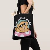 Tote Bag Vibes d'été Chien - Chiot flottant avec lunettes d (De près)