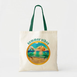 Tote Bag Vibes d'été, design de coucher de soleil sur une p