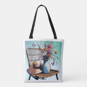 Tote Bag Vibes d'été en osier et fleurs (Dos)