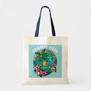 Tote Bag Vibes d'été, scène de plage tropicale en été