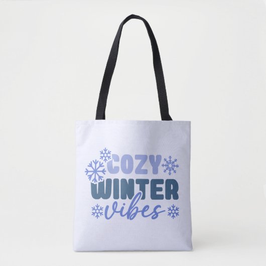 Tote Bag Vibes d'hiver confortables - Typographie du flocon (Devant)