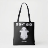 Tote Bag Vibes éffrayantes Ghost avec le nom personnalisé N (Devant)