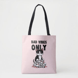 Tote Bag Vibes incorrectes uniquement - Chat et crânes