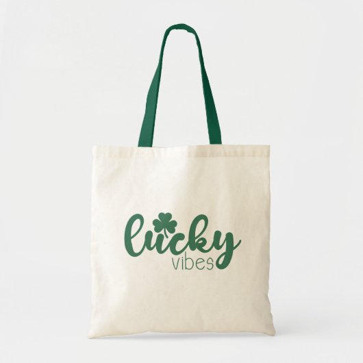 Tote Bag Vibes Lucky de la Saint Patrick avec trèfle vert (Devant)
