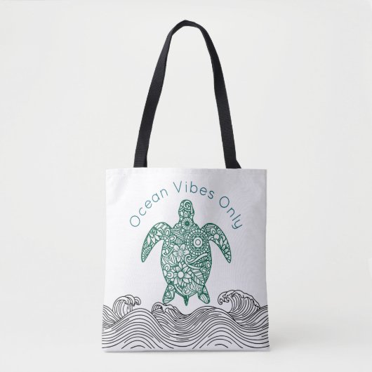 Tote Bag Vibes océaniques, Tortue, (Devant)