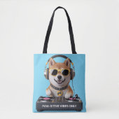 Tote Bag Vibes Paw seulement - DJ Shiba Inu Dog Art (Devant)