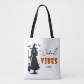 Tote Bag "Vibes perdues seulement" - Sorcière noire Hallowe (Devant)