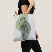 Tote Bag Vibes printanières : Rose floral bleu vert (De près)