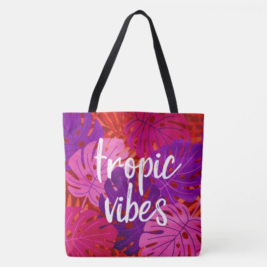 Tote Bag Vibes tropiques Monstera hawaïenne Feuille Tropiqu (Devant)