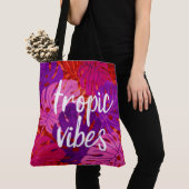 Tote Bag Vibes tropiques Monstera hawaïenne Feuille Tropiqu (De près)