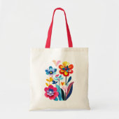 Tote Bag Vibrant Abstract Paper Cut Flowers Botanical (Devant)