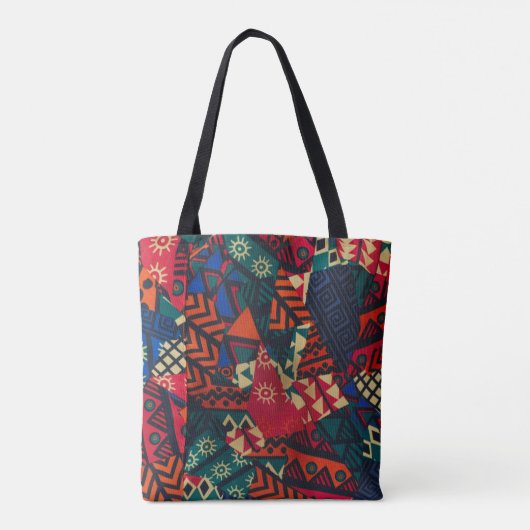 Tote Bag Vibrant African Geometric Tribal Abstract Pattern (Dos)