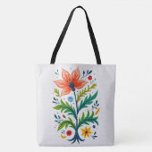 Tote Bag Vibrant Boho Floral Tree Folk Art Botanical (Devant)