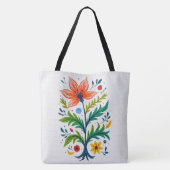 Tote Bag Vibrant Boho Floral Tree Folk Art Botanical (Dos)