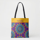 Tote Bag Vibrant Couleurs Violettes Style Bohème (Devant)