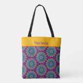 Tote Bag Vibrant Couleurs Violettes Style Bohème (Dos)