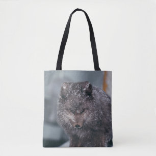 Tote Bag Vibrant Cute Arctic Blue Phase Fox Winter Scène