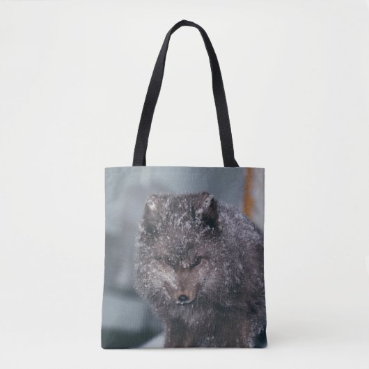 Tote Bag Vibrant Cute Arctic Blue Phase Fox Winter Scène (Devant)