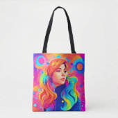 Tote Bag Vibrant Lady Digital Artwork (Devant)
