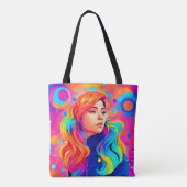 Tote Bag Vibrant Lady Digital Artwork (Dos)