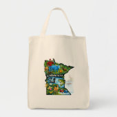 Tote Bag Vibrant Minnesota State Map-Paul Bunyan/Northwoods (Devant)