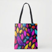 Tote Bag Vibrant Néon Foliage : Captivant Motif Feuille (Devant)