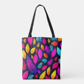 Tote Bag Vibrant Néon Foliage : Captivant Motif Feuille (Dos)