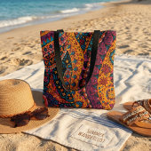 Tote Bag Vibrant Paisley Bohème