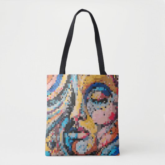Tote Bag Vibrant pixel portrait in bold tones  (Devant)