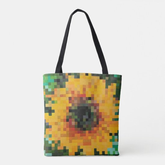 Tote Bag Vibrant pixelated sunflower with green background (Dos)