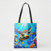 Tote Bag Vibrant Sea Turtle Dreamscape (Devant)