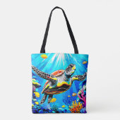 Tote Bag Vibrant Sea Turtle Dreamscape (Dos)