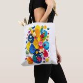 Tote Bag Vibrant Summer Botanical Abstract Pop Art (De près)