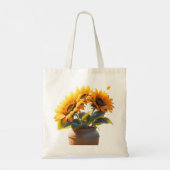 Tote Bag Vibrant Sunflowers in a Rustic Pot (Dos)