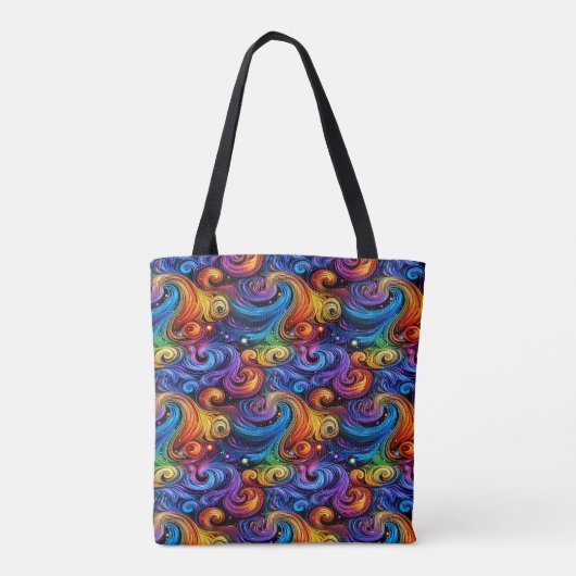 Tote Bag Vibrant Swirl Pattern Fleece Blanket (Dos)