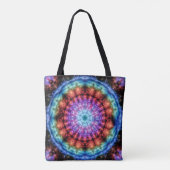 Tote Bag Vibrant Tie Dye Kaleidoscope Rainbow Mandala (Dos)