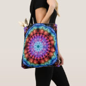 Tote Bag Vibrant Tie Dye Kaleidoscope Rainbow Mandala (De près)