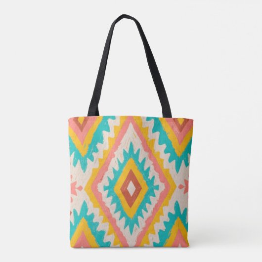 Tote Bag Vibrant Tribe, Bold Geometric Boho Pattern (Dos)