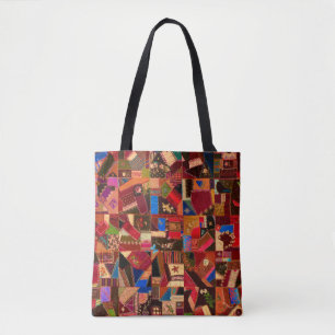 Tote Bag Vibrant Vintage Crazy Quilt