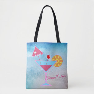 Tote Bag Vibraphone tropical bleu et mer rose d'abrégé su