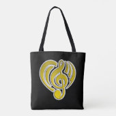 Tote Bag Vibrations Amour Musical Coeur Jaune Musique Note (Dos)
