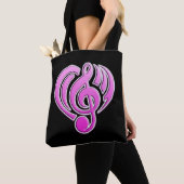 Tote Bag Vibrations Amour musical Coeur rose Note DJ (De près)
