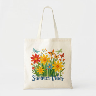 Tote Bag Vibrations estivales Floral avec Papillons